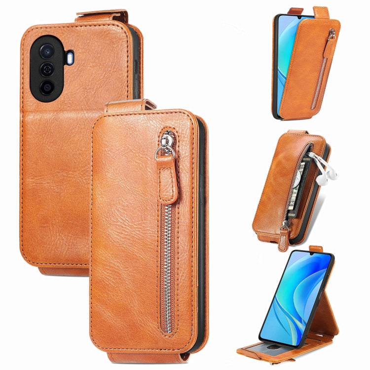 For Huawei Nova Y70 Zipper Wallet Vertical Flip Leather Phone Case