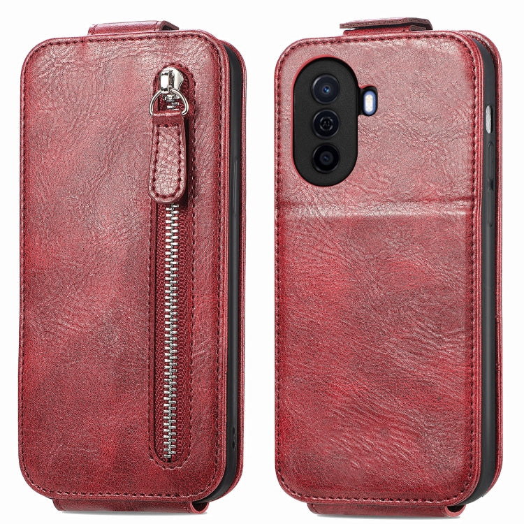 For Huawei Nova Y70 Zipper Wallet Vertical Flip Leather Phone Case