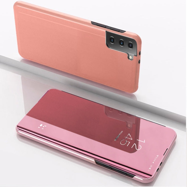 For Samsung Galaxy S23+ 5G Plated Mirror Leather Phone Case with Holder