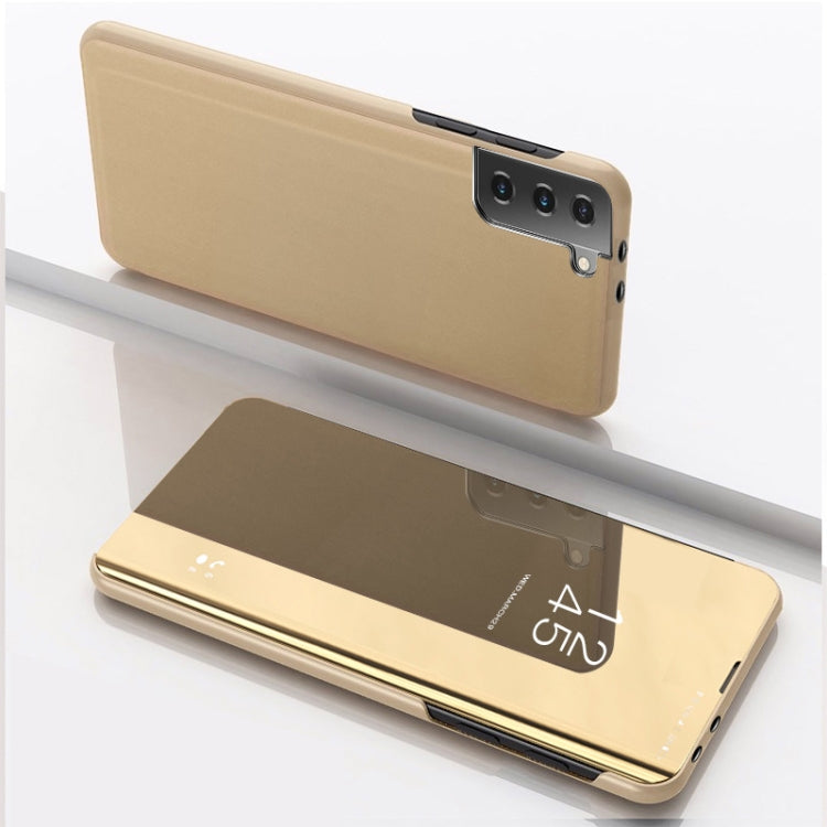 For Samsung Galaxy S23+ 5G Plated Mirror Leather Phone Case with Holder