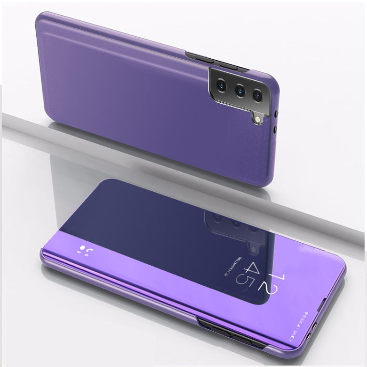 For Samsung Galaxy S23+ 5G Plated Mirror Leather Phone Case with Holder
