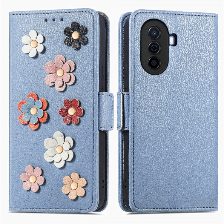 For Huawei Nova Y70 Stereoscopic Flowers Leather Phone Case