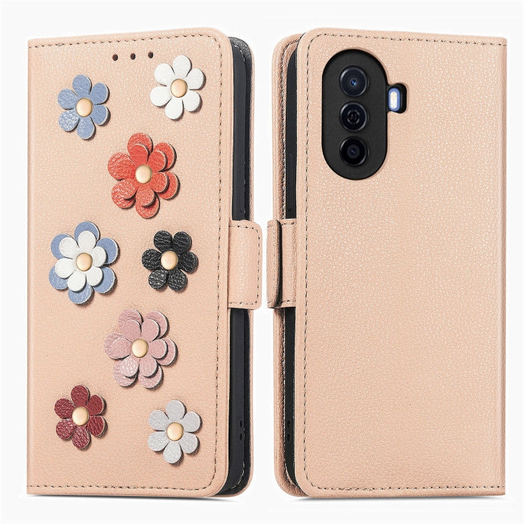 For Huawei Enjoy 50 Stereoscopic Flowers Leather Phone Case