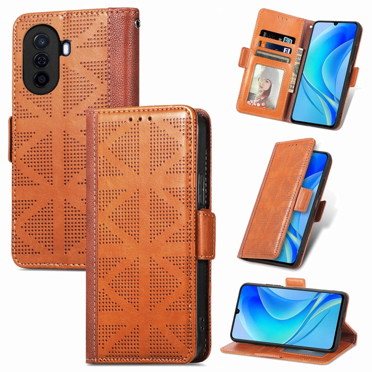 For Huawei Enjoy 50 Grid Leather Flip Phone Case