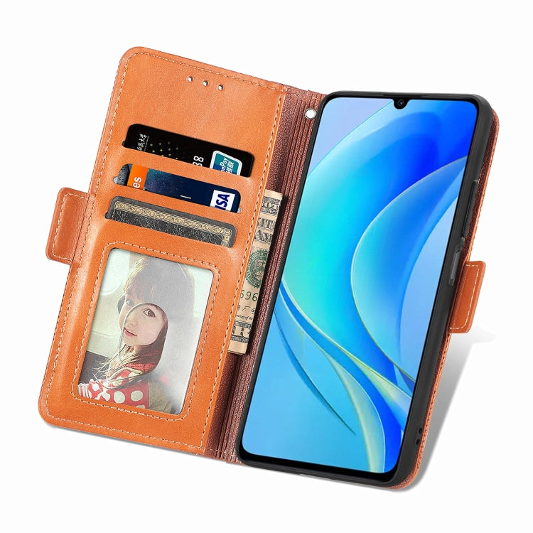 For Huawei Enjoy 50 Grid Leather Flip Phone Case