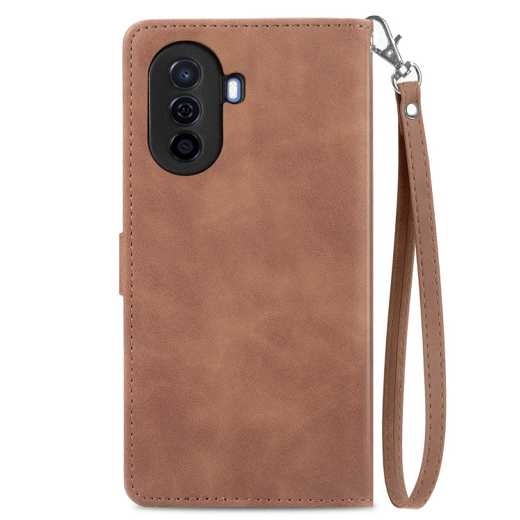 For Huawei  Enjoy 50 Embossed Flower Zipper Leather Phone Case
