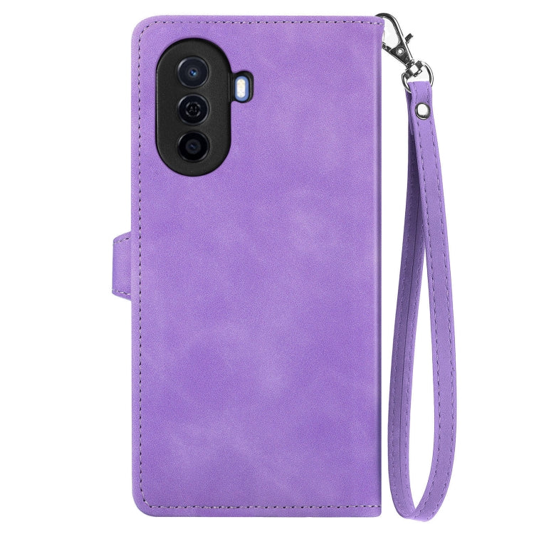For Huawei  Enjoy 50 Embossed Flower Zipper Leather Phone Case