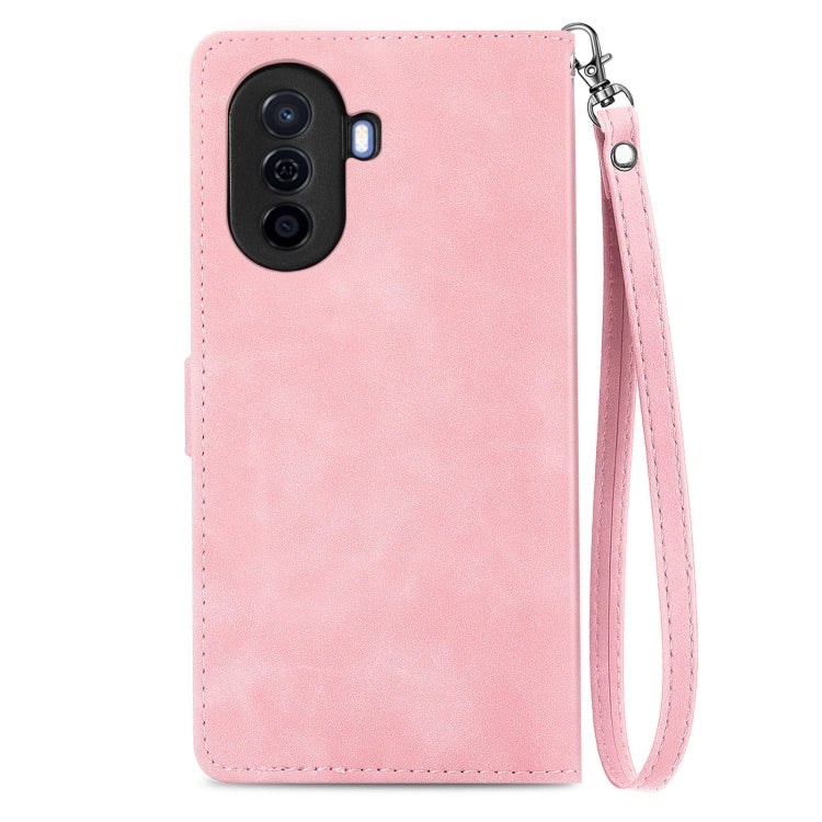 For Huawei  Enjoy 50 Embossed Flower Zipper Leather Phone Case