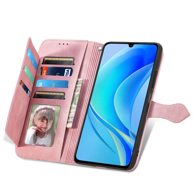 For Huawei  Enjoy 50 Embossed Flower Zipper Leather Phone Case