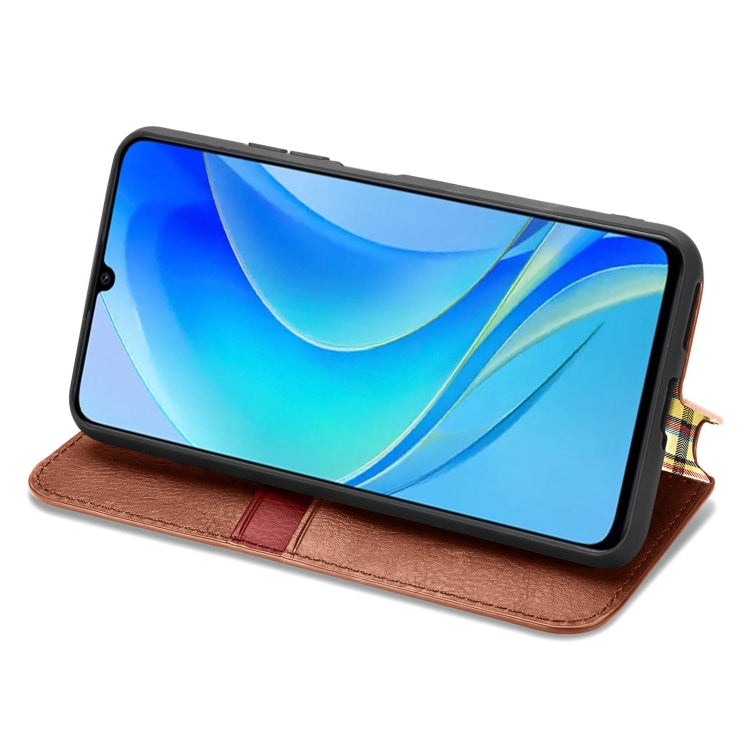 For Huawei Enjoy 50 Cubic Grid Pressed Magnetic Leather Phone Case