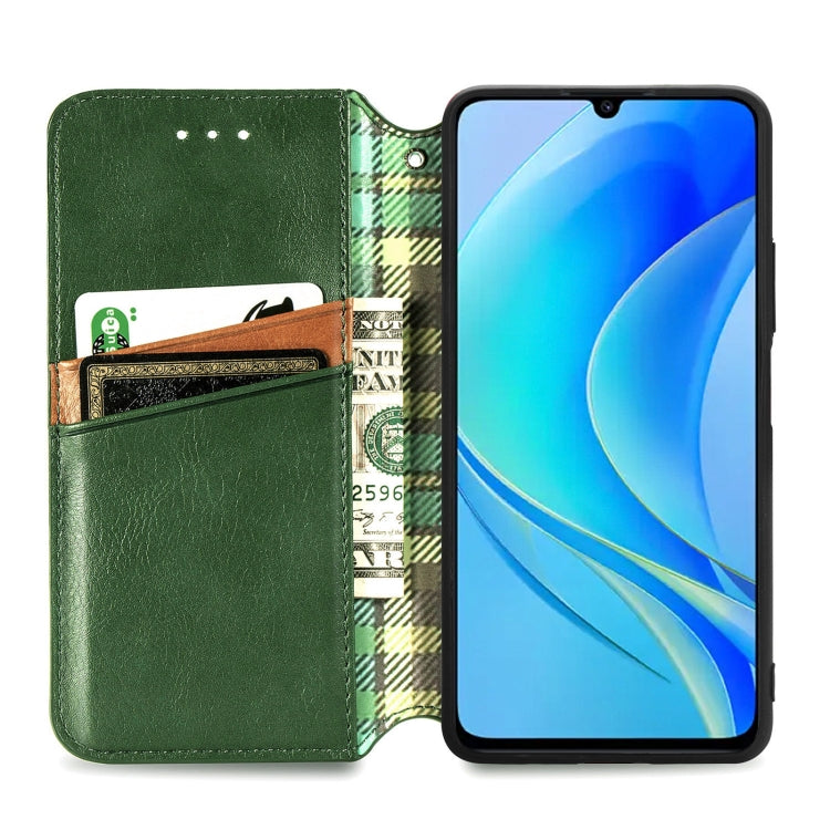 For Huawei Enjoy 50 Cubic Grid Pressed Magnetic Leather Phone Case