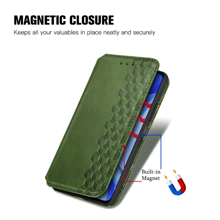 For Huawei Enjoy 50 Cubic Grid Pressed Magnetic Leather Phone Case