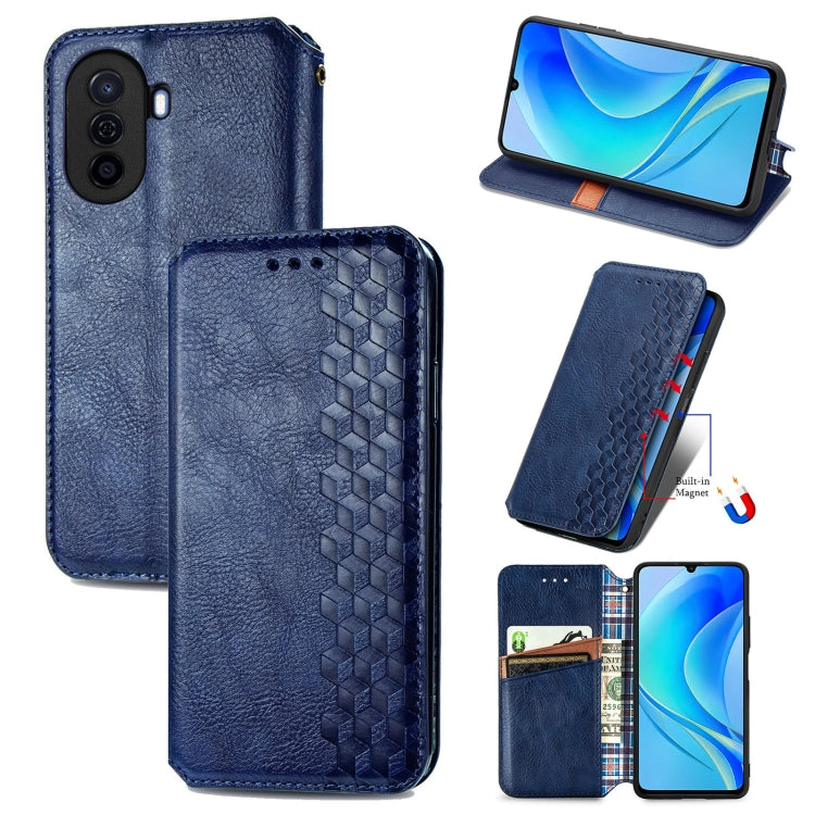 For Huawei Enjoy 50 Cubic Grid Pressed Magnetic Leather Phone Case