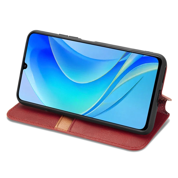 For Huawei Enjoy 50 Cubic Grid Pressed Magnetic Leather Phone Case