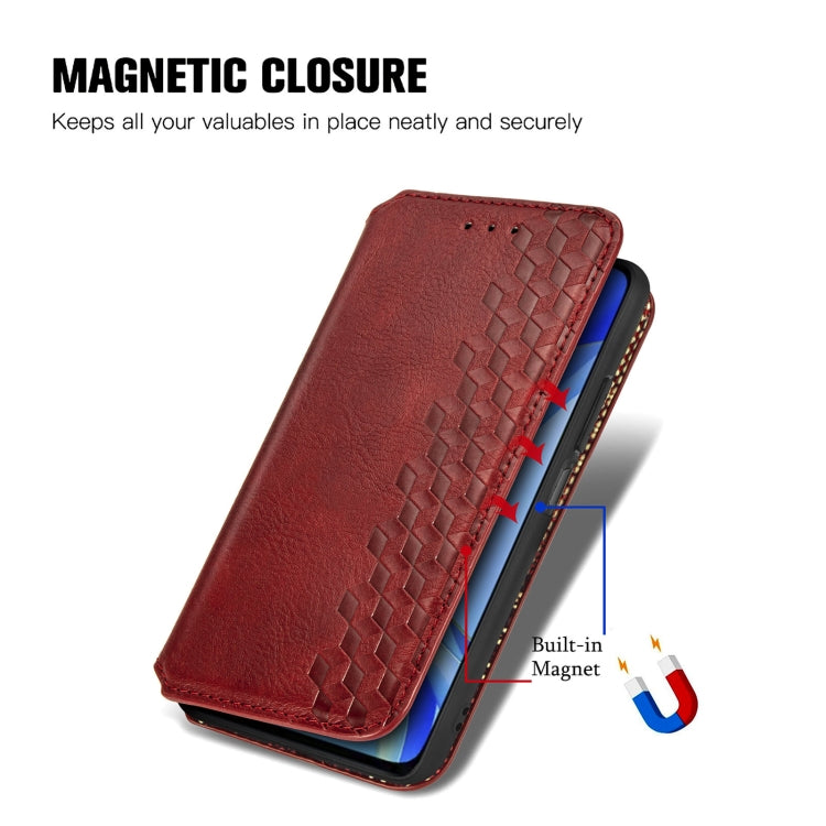 For Huawei Enjoy 50 Cubic Grid Pressed Magnetic Leather Phone Case