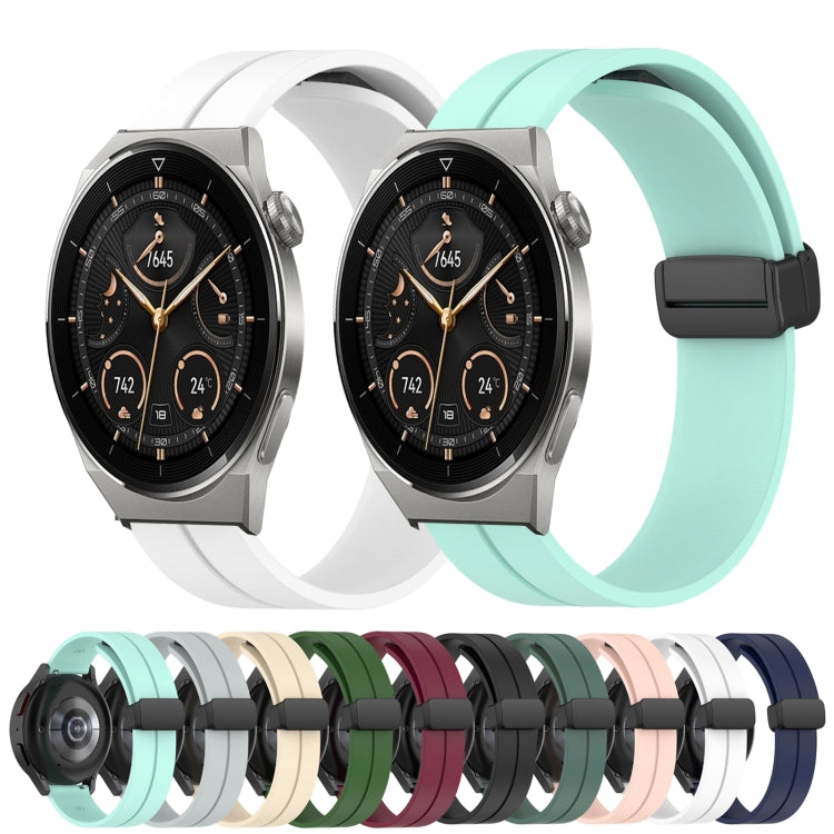 For Huawei Watch GT3 Pro 43mm 20mm Solid Color Magnetic Clasp Silicone Watch Band