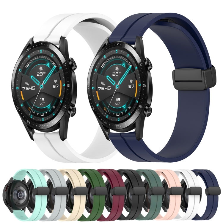 For Huawei Watch GT2 42mm 20mm Solid Color Magnetic Clasp Silicone Watch Band