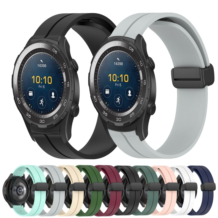 For Huawei Watch 2 20mm Solid Color Magnetic Clasp Silicone Watch Band