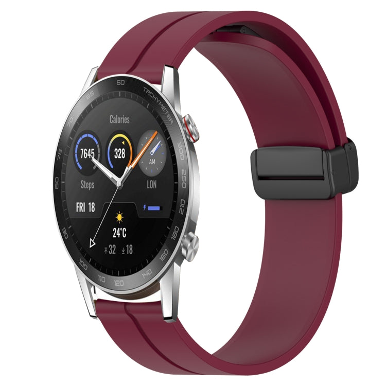 For Honor Magic Watch2 42mm 20mm Solid Color Magnetic Clasp Silicone Watch Band