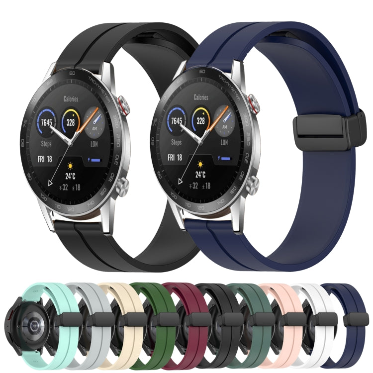 For Honor Magic Watch2 42mm 20mm Solid Color Magnetic Clasp Silicone Watch Band