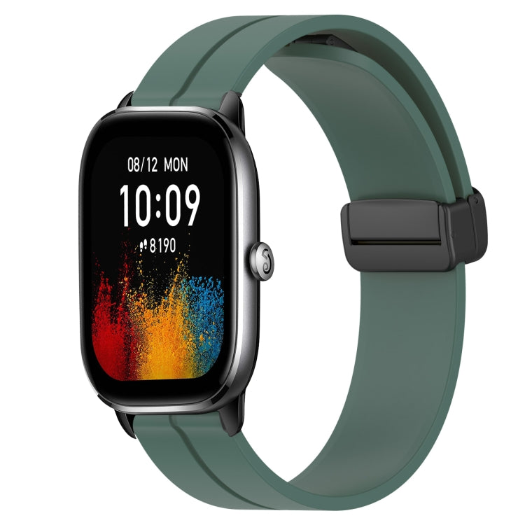 For Amazfit GTS 4 20mm Solid Color Magnetic Clasp Silicone Watch Band