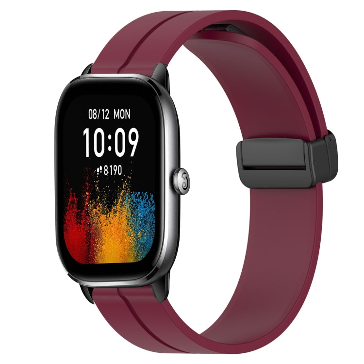 For Amazfit GTS 4 20mm Solid Color Magnetic Clasp Silicone Watch Band