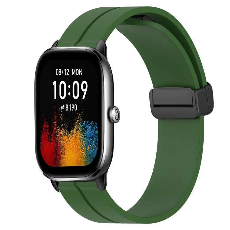 For Amazfit GTS 4 20mm Solid Color Magnetic Clasp Silicone Watch Band