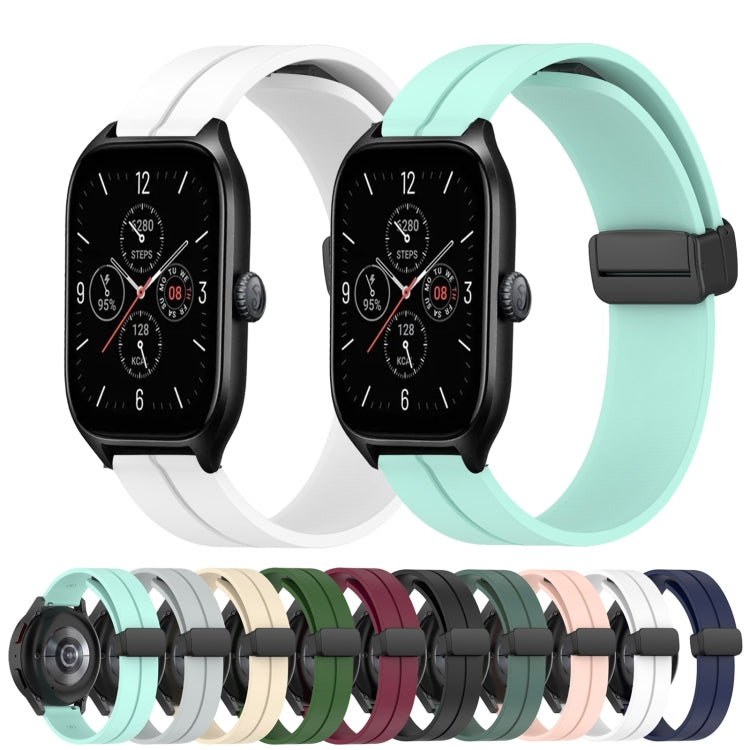 For Amazfit GTS 4 20mm Solid Color Magnetic Clasp Silicone Watch Band