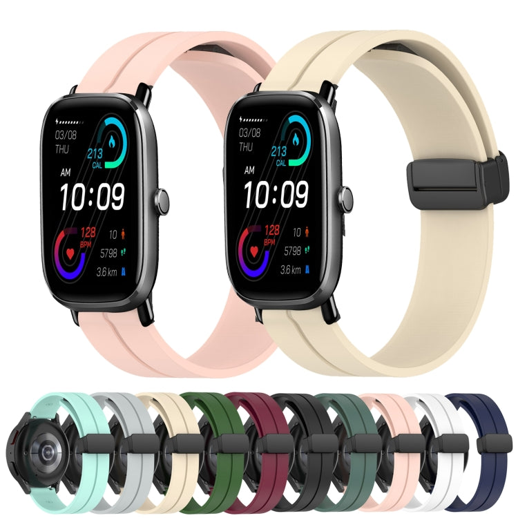 For Amazfit GTS 2 Mini 20mm Solid Color Magnetic Clasp Silicone Watch Band