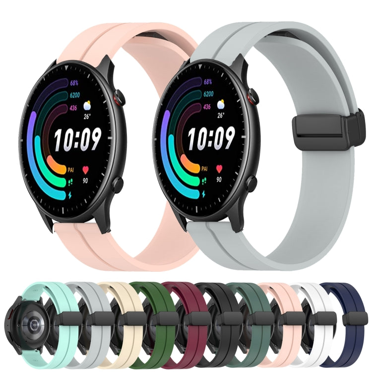 For Amazfit GTS 2 20mm Solid Color Magnetic Clasp Silicone Watch Band