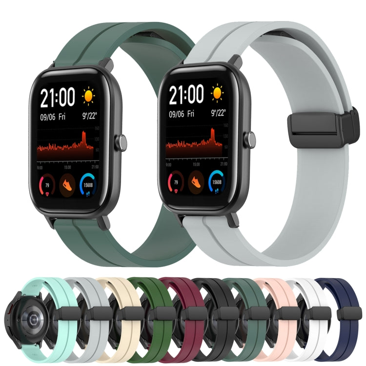 For Amazfit GTS 20mm Solid Color Magnetic Clasp Silicone Watch Band