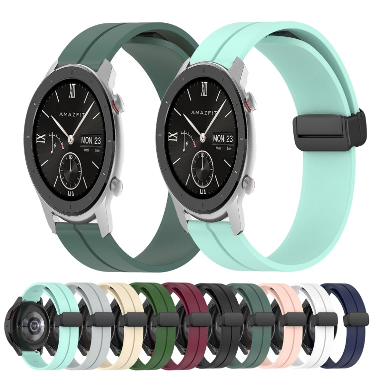 For Amazfit GTR 42mm 20mm Solid Color Magnetic Clasp Silicone Watch Band