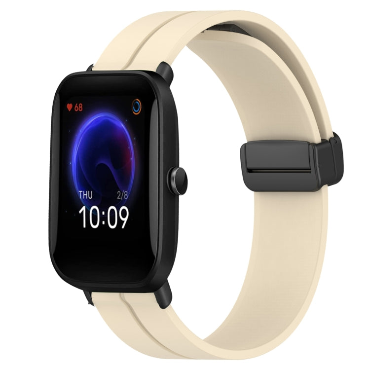 For Amazfit Pop Pro 20mm Solid Color Magnetic Clasp Silicone Watch Band