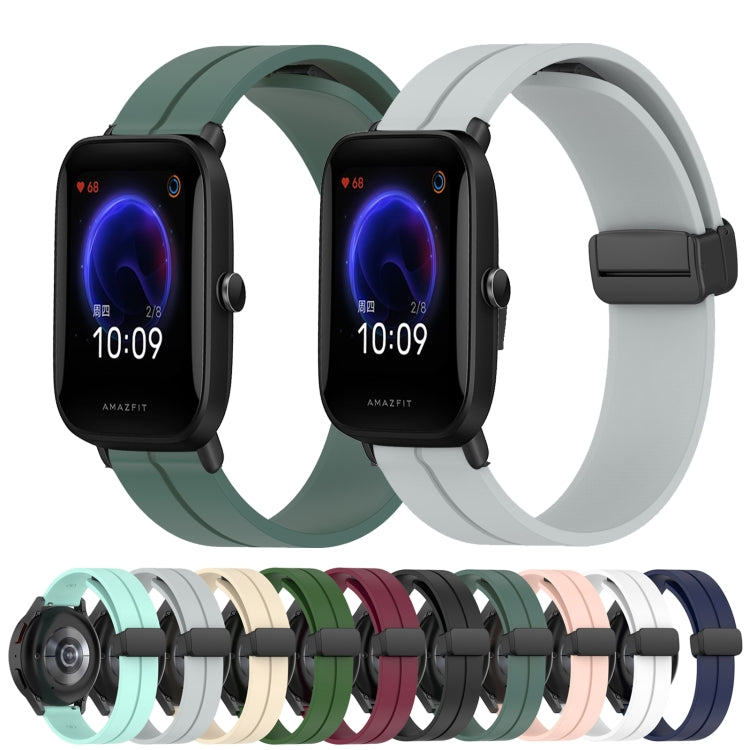 For Amazfit Pop Pro 20mm Solid Color Magnetic Clasp Silicone Watch Band