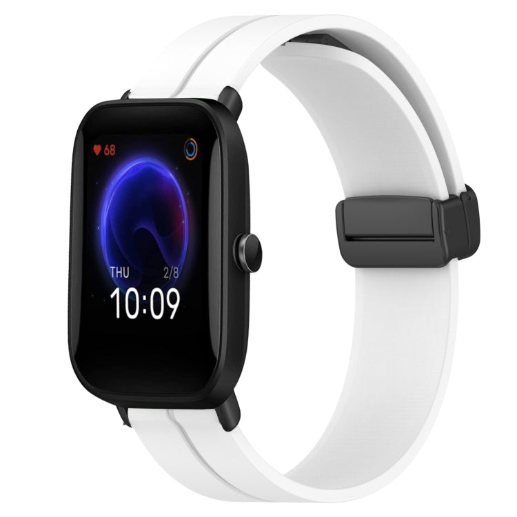 For Amazfit Pop 20mm Solid Color Magnetic Clasp Silicone Watch Band