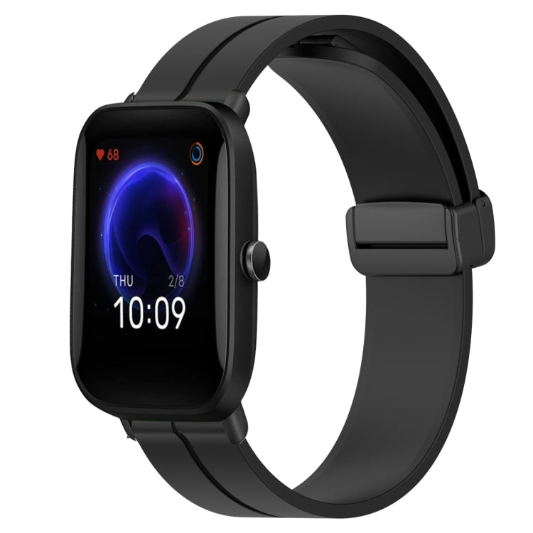 For Amazfit Pop 20mm Solid Color Magnetic Clasp Silicone Watch Band