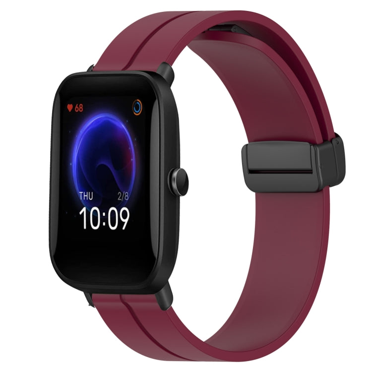 For Amazfit Pop 20mm Solid Color Magnetic Clasp Silicone Watch Band