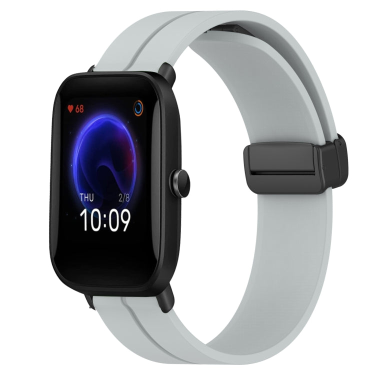 For Amazfit Pop 20mm Solid Color Magnetic Clasp Silicone Watch Band