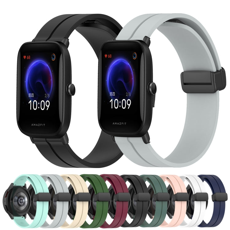 For Amazfit Pop 20mm Solid Color Magnetic Clasp Silicone Watch Band