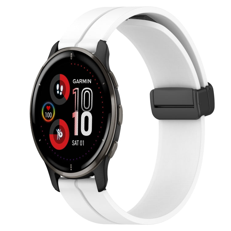 For Garmin Venu 2 Plus 20mm Solid Color Magnetic Clasp Silicone Watch Band