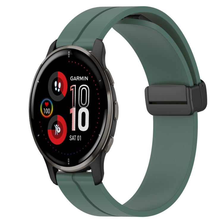 For Garmin Venu 2 Plus 20mm Solid Color Magnetic Clasp Silicone Watch Band