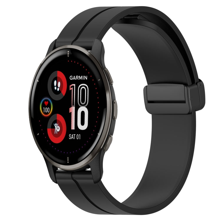 For Garmin Venu 2 Plus 20mm Solid Color Magnetic Clasp Silicone Watch Band