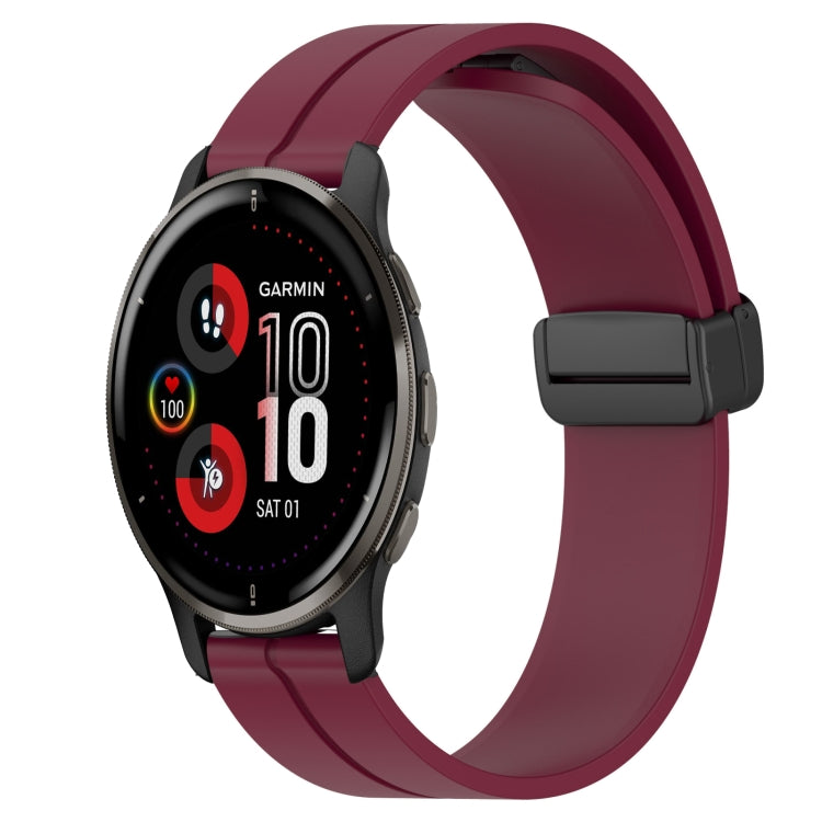 For Garmin Venu 2 Plus 20mm Solid Color Magnetic Clasp Silicone Watch Band