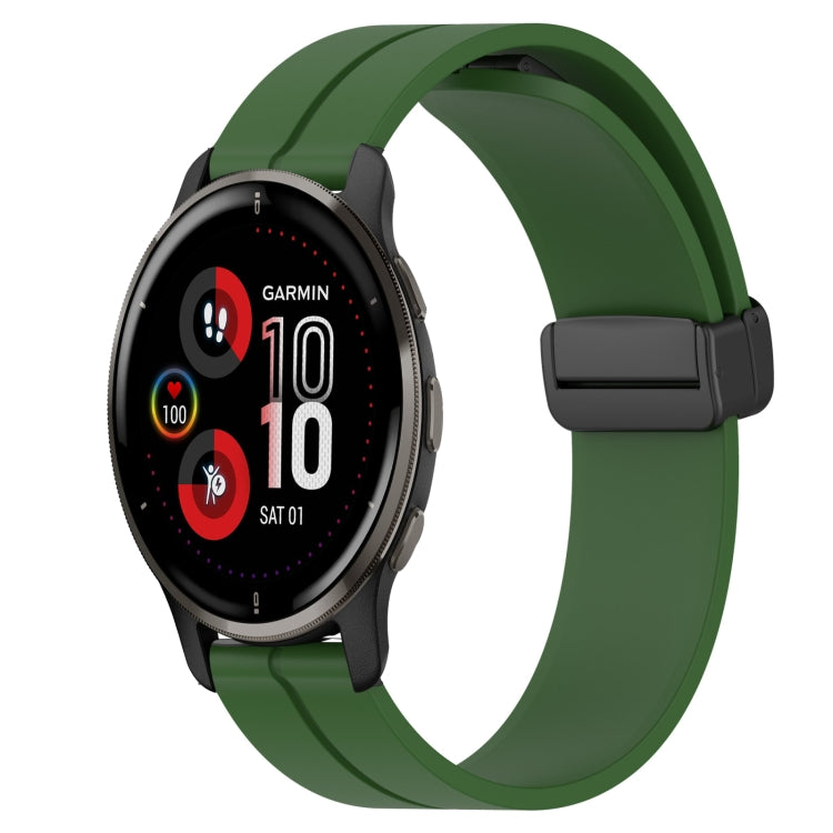 For Garmin Venu 2 Plus 20mm Solid Color Magnetic Clasp Silicone Watch Band