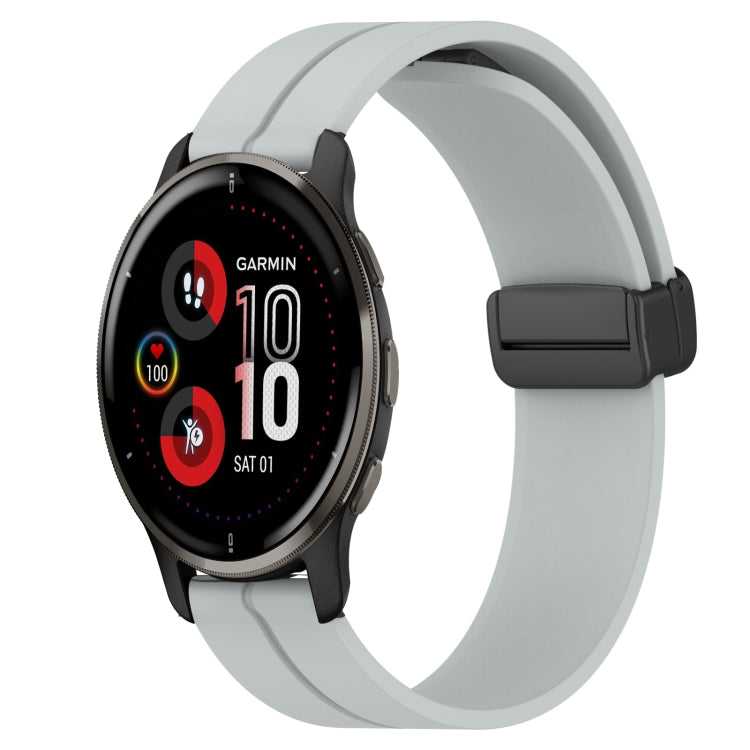 For Garmin Venu 2 Plus 20mm Solid Color Magnetic Clasp Silicone Watch Band