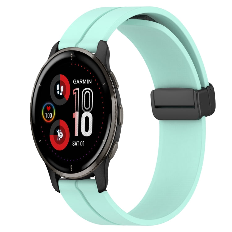 For Garmin Venu 2 Plus 20mm Solid Color Magnetic Clasp Silicone Watch Band