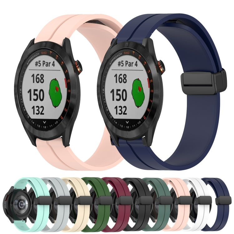 For Garmin Approach S40 20mm Solid Color Magnetic Clasp Silicone Watch Band