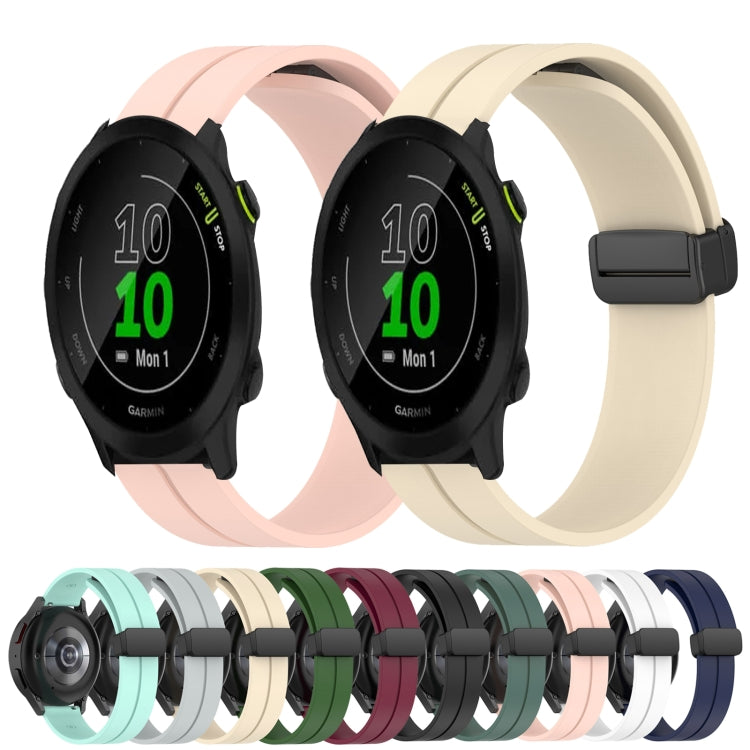 For Garmin Forerunner 158 20mm Solid Color Magnetic Clasp Silicone Watch Band