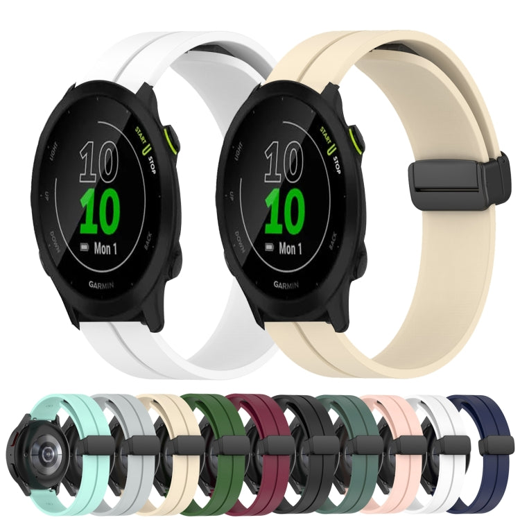 For Garmin Forerunner 55 20mm Solid Color Magnetic Clasp Silicone Watch Band