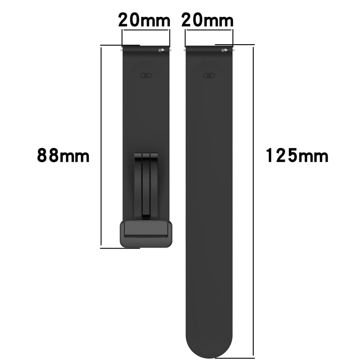 For Garmin Forerunner 55 20mm Solid Color Magnetic Clasp Silicone Watch Band